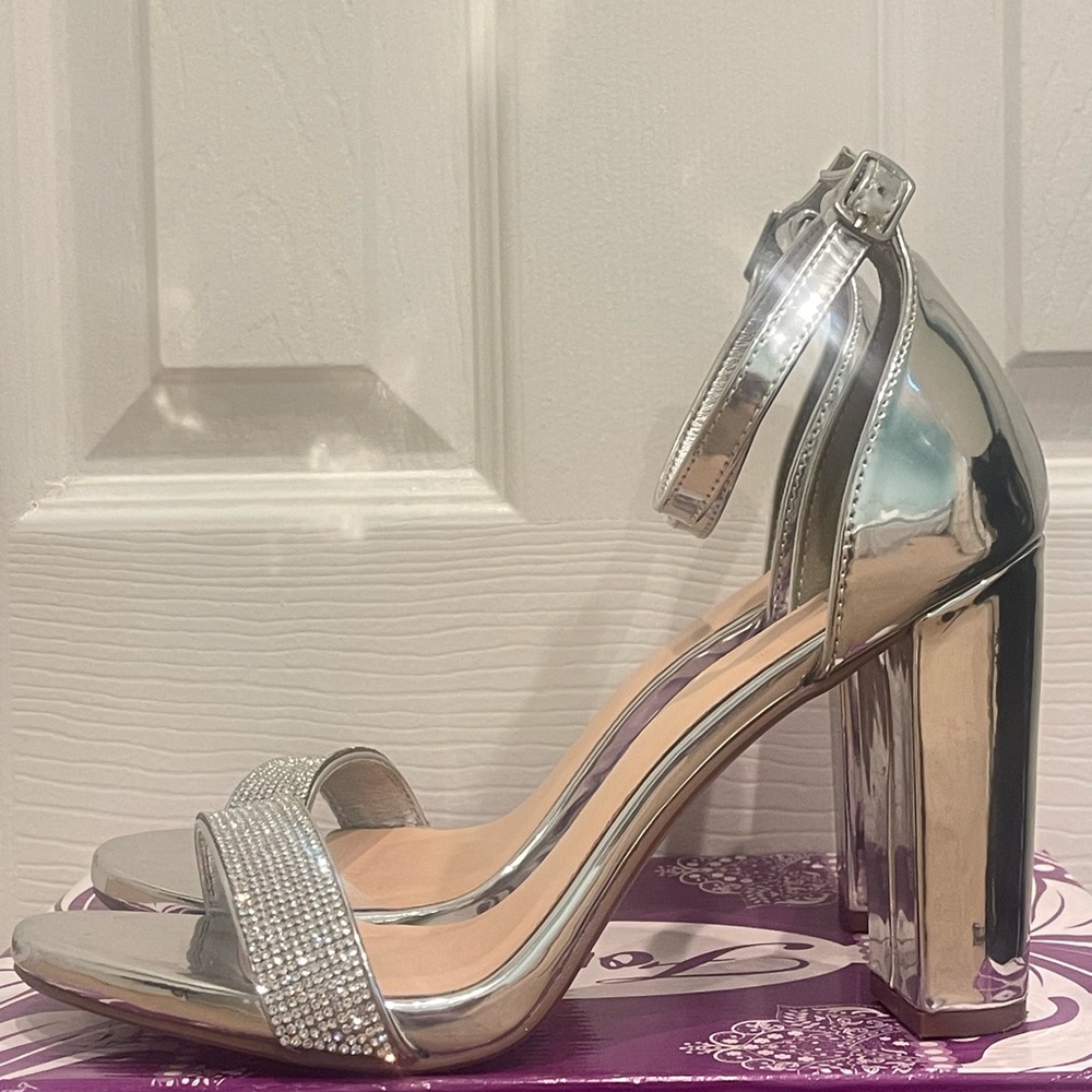 Delicious Silver Rhinestone Heels - Picture 5 of 7